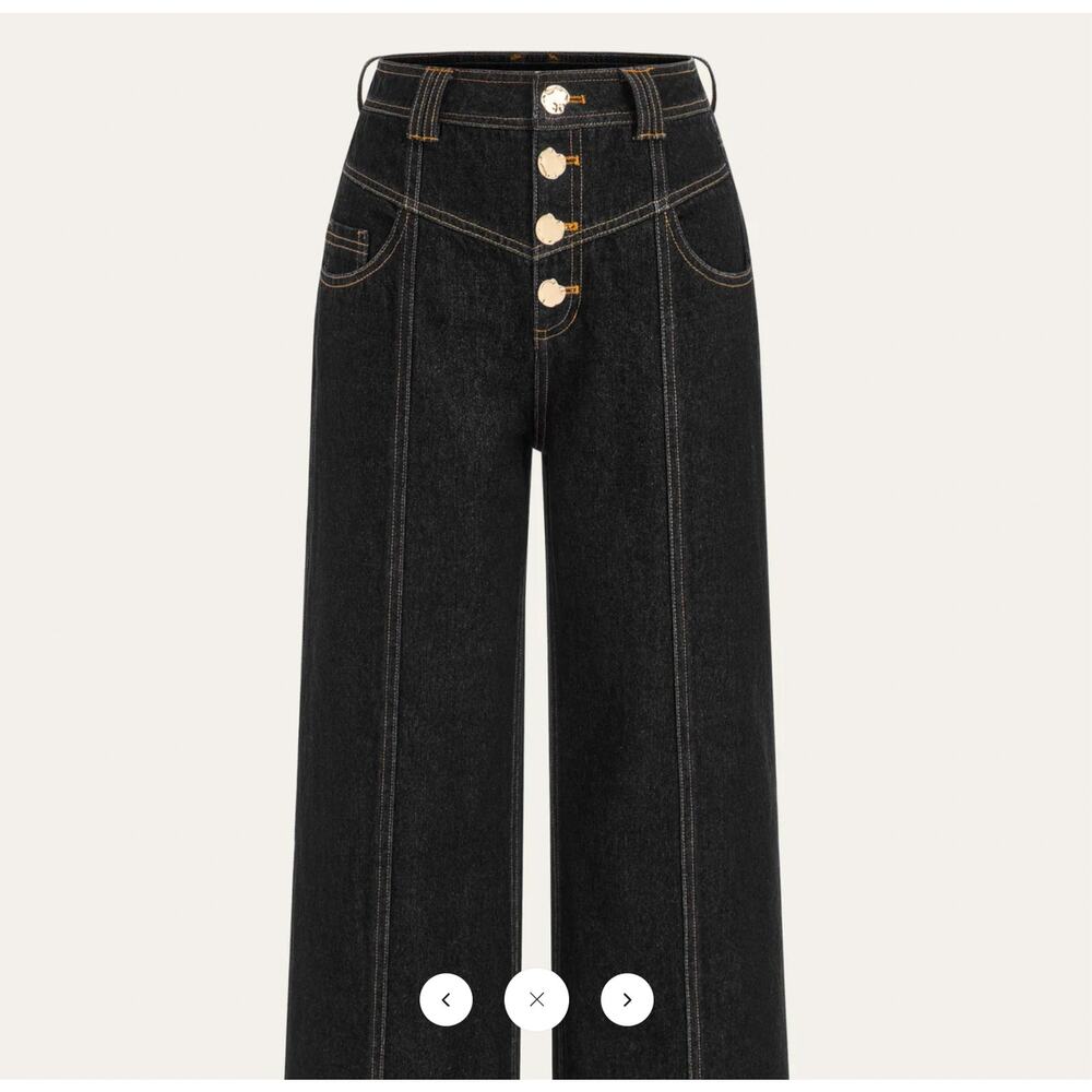 Commense Mid-Waist Wide-Leg Button Front Jeans Sz S